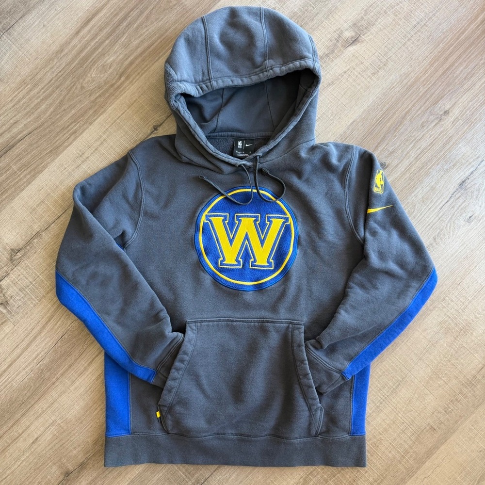 Nike NBA Golden State Warriors Hoodie Mens Medium Grey Blue Sweatshirt